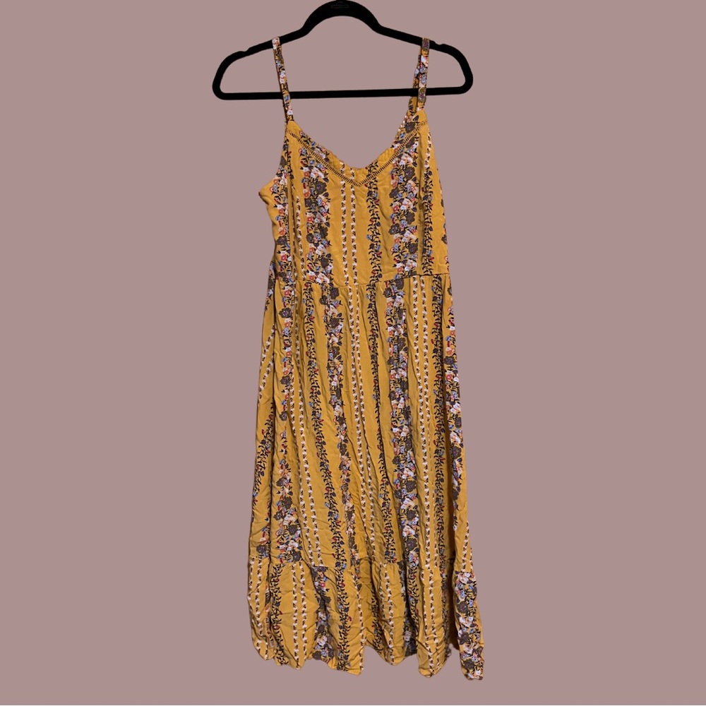 Old Navy Yellow Floral Sleeveless Dress (L)